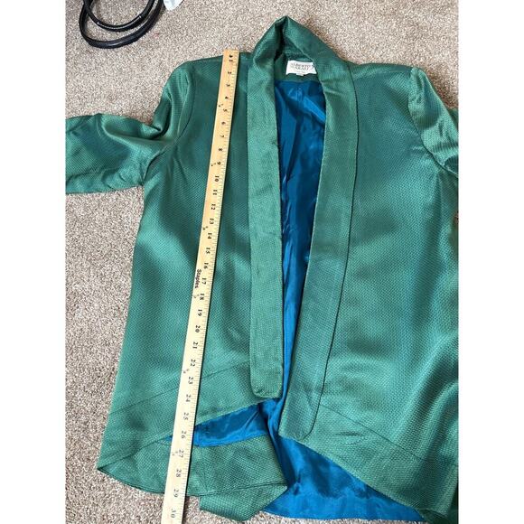 Alberto Makali blazer Kelly Green textured open front SZ LG 3/4 sleeve business - Picture 5 of 8